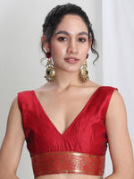 Thumbnail for Janasya Green Silk Blend Ethnic Motifs Jacquard Saree