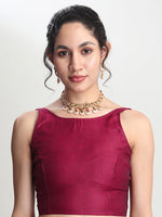 Thumbnail for Janasya Magenta Silk Blend Floral Jacquard Saree