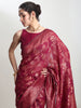 Janasya Magenta Silk Blend Floral Jacquard Saree - Distacart