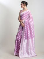 Thumbnail for Janasya Lavender Silk Blend Floral Jacquard Saree