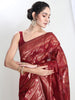 Janasya Red Silk Blend Floral Jacquard Saree - Distacart