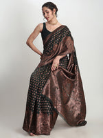 Thumbnail for Janasya Dark Green Silk Blend Floral Jacquard Saree