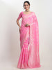 Janasya Pink Silk Blend Geometric Jacquard Saree - Distacart