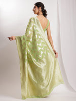 Thumbnail for Janasya Navy Blue Silk Blend Geometric Jacquard Saree