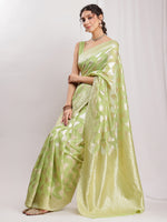 Thumbnail for Janasya Navy Blue Silk Blend Geometric Jacquard Saree