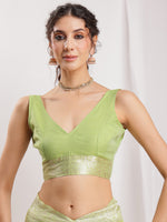 Thumbnail for Janasya Navy Blue Silk Blend Geometric Jacquard Saree