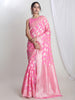 Janasya Pink Silk Blend Geometric Jacquard Saree - Distacart