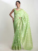 Janasya Green Silk Blend Geometric Jacquard Saree - Distacart