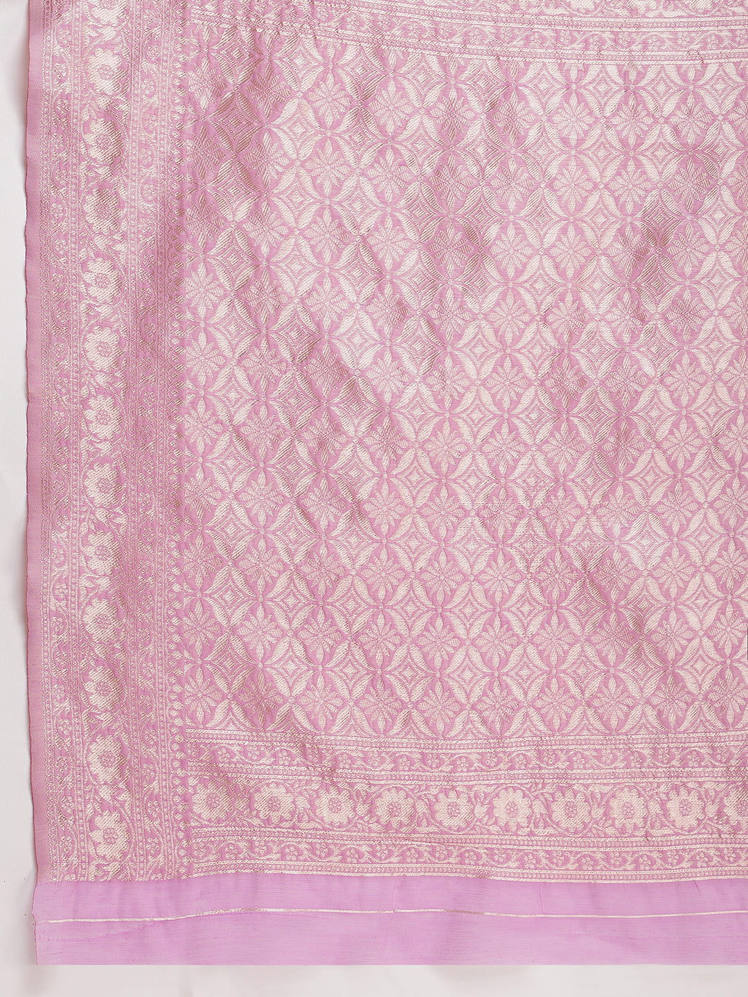 Janasya Lavender Silk Blend Floral Jacquard Saree