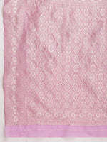 Thumbnail for Janasya Lavender Silk Blend Floral Jacquard Saree
