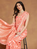 Janasya Peach Silk Blend Floral Jacquard Saree - Distacart