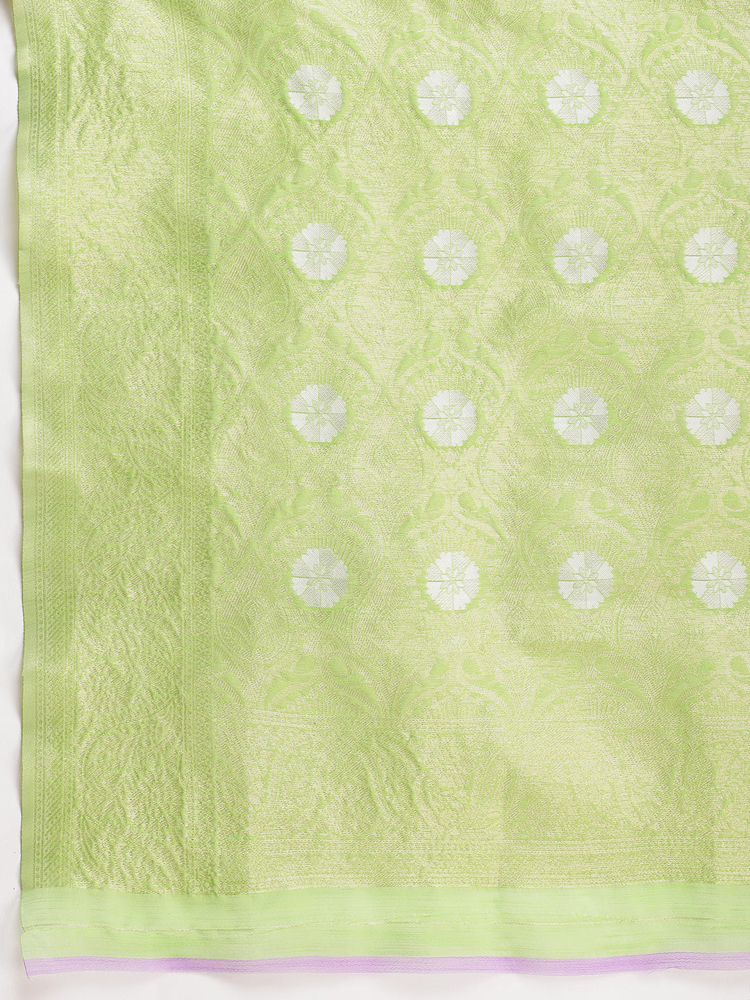 Janasya Green Silk Blend Geometric Jacquard Saree