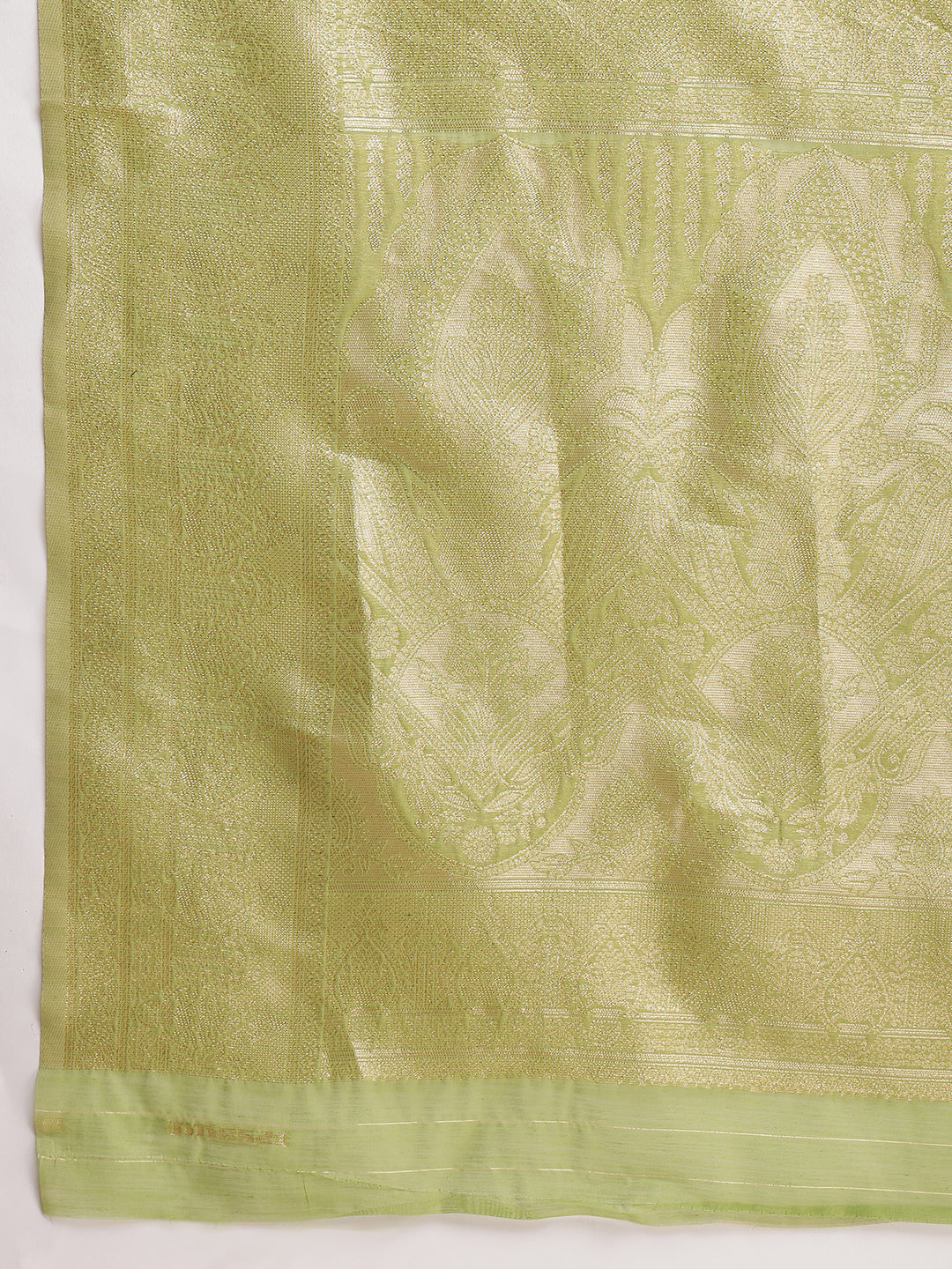 Janasya Green Silk Blend Geometric Jacquard Saree