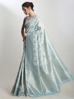 Thumbnail for Janasya Sky Blue Silk Blend Geometric Jacquard Saree