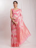 Janasya Peach Silk Blend Geometric Jacquard Saree - Distacart