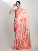 Janasya Peach Silk Blend Geometric Jacquard Saree - Distacart
