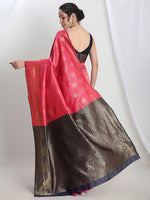 Thumbnail for Janasya Pink Silk Blend Ethnic Motifs Jacquard Saree