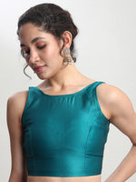 Thumbnail for Janasya Turquoise Silk Blend Ethnic Motifs Jacquard Saree