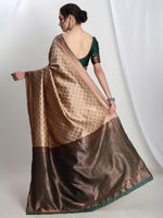 Thumbnail for Janasya Beige Silk Blend Ethnic Motifs Jacquard Saree