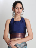 Thumbnail for Janasya Light Blue Silk Blend Ethnic Motifs Jacquard Saree