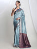 Janasya Light Blue Silk Blend Ethnic Motifs Jacquard Saree - Distacart