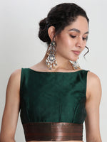 Thumbnail for Janasya Light Green Silk Blend Ethnic Motifs Jacquard Saree
