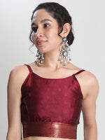 Thumbnail for Janasya Grey Silk Blend Ethnic Motifs Jacquard Saree