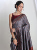 Janasya Grey Silk Blend Ethnic Motifs Jacquard Saree - Distacart