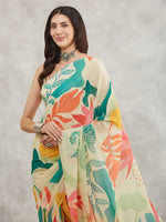 Thumbnail for Janasya Multicolor Georgette Tropical Printed Saree