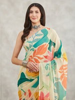 Thumbnail for Janasya Multicolor Georgette Tropical Printed Saree