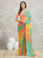 Thumbnail for Janasya Multicolor Georgette Floral Printed Saree - Distacart