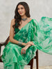 Janasya Green Georgette Abstract Printed Saree - Distacart