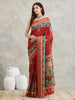 Janasya Rust Silk Blend Paisley Printed Saree - Distacart