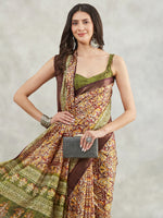 Thumbnail for Janasya Burgundy Silk Blend Paisley Printed Saree