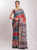 Janasya Multicolor Silk Blend Chevron Printed Saree - Distacart