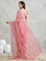 Thumbnail for Janasya Mauve Linen Blend Floral Printed Saree