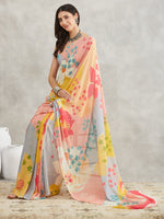 Thumbnail for Janasya Multicolor Georgette Floral Printed Saree - Distacart