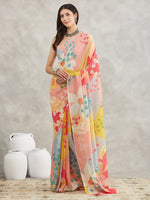 Thumbnail for Janasya Multicolor Georgette Floral Printed Saree - Distacart