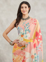 Thumbnail for Janasya Multicolor Georgette Floral Printed Saree - Distacart