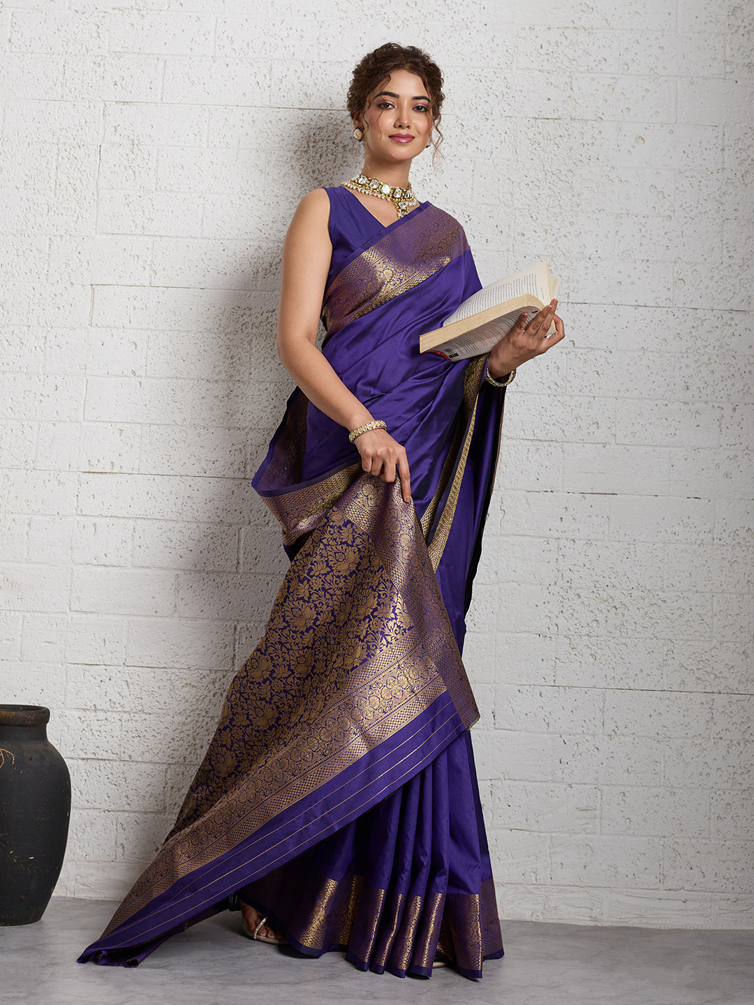 Dwija Fashion Women'S Party Wear Zari Weaving Silk Designer Saree With The Unstitched Blouse-Royal Blue - Dista