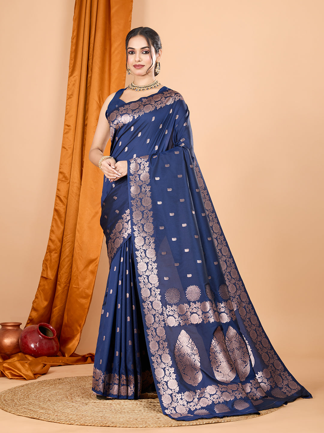 Dwija Fashion Teal Blue Party Wear Banarsi Silk With Jari Weaving Work Saree With Unstitched Blouse - Dista