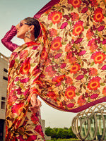 Thumbnail for NOZ2TOZ Women's Satin Silk Beige Printed Designer Saree With Blouse Piece - Distacart