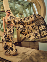 Thumbnail for NOZ2TOZ Women's Satin Silk Beige Printed Designer Saree With Blouse Piece - Distacart