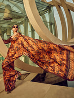 Thumbnail for NOZ2TOZ Women's Satin Silk Brown Printed Designer Saree With Blouse Piece - Distacart