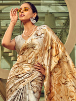 Thumbnail for NOZ2TOZ Women's Satin Silk Metallic Printed Designer Saree With Blouse Piece - Distacart