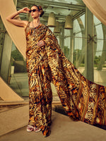 Thumbnail for NOZ2TOZ Women's Satin Silk Beige Printed Designer Saree With Blouse Piece - Distacart