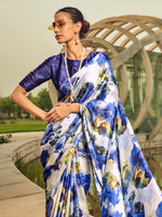 Thumbnail for NOZ2TOZ Women's Satin Silk Off White Printed Designer Saree With Blouse Piece - Distacart