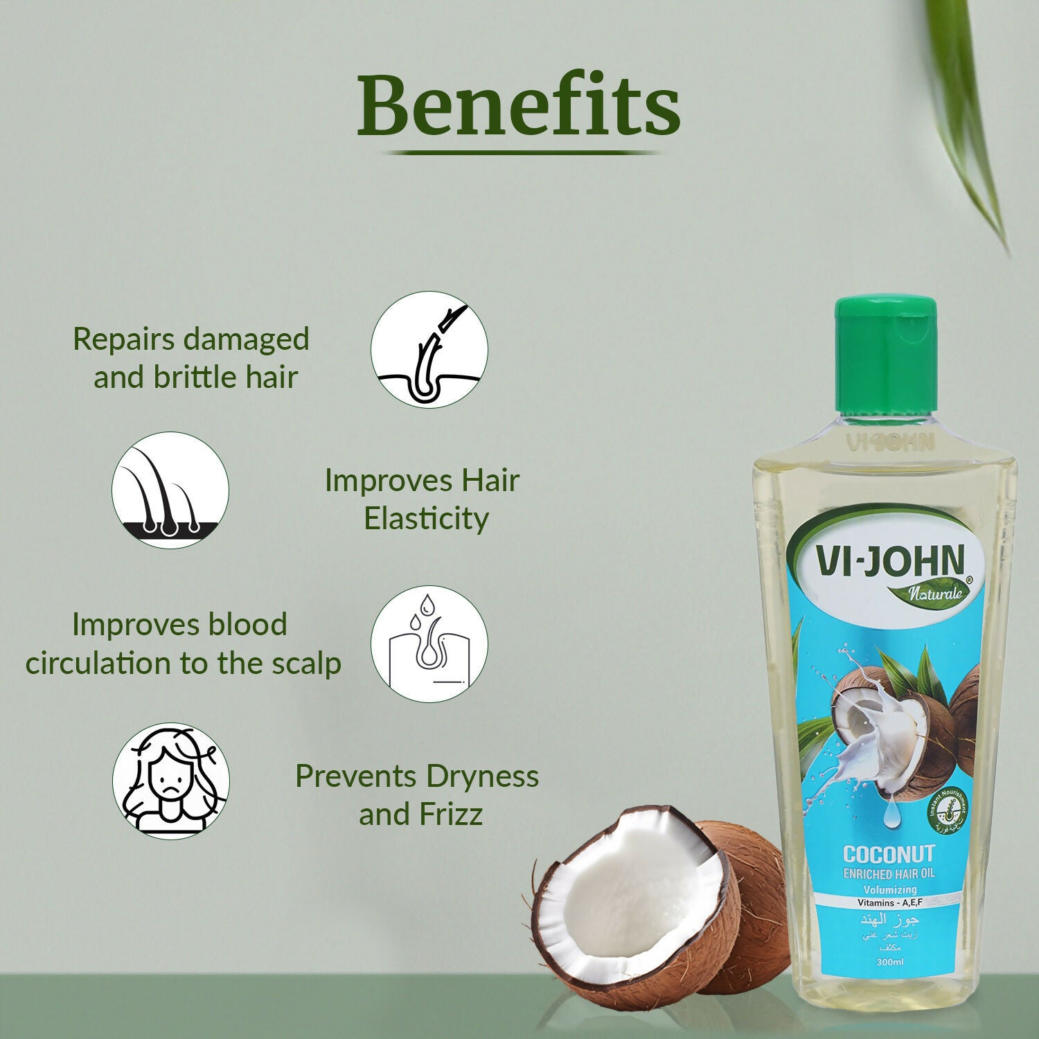 VI-JOHN Naturale Coconut Enriched Hair Oil olumisingVolumizing with Vitamin A.E & F