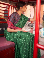 Thumbnail for NOZ2TOZ Women's Viscose Silk Green Woven Design Designer Saree With Blouse Piece - Distacart