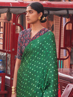 Thumbnail for NOZ2TOZ Women's Viscose Silk Green Woven Design Designer Saree With Blouse Piece - Distacart